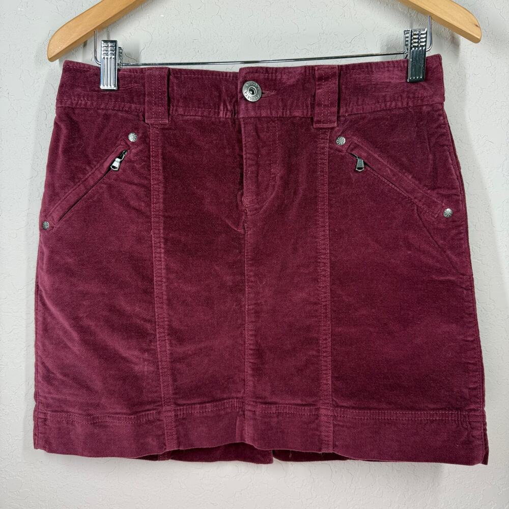 Women's Maroon‎ Velour Athleta Paneled Mini Skirt Size 2